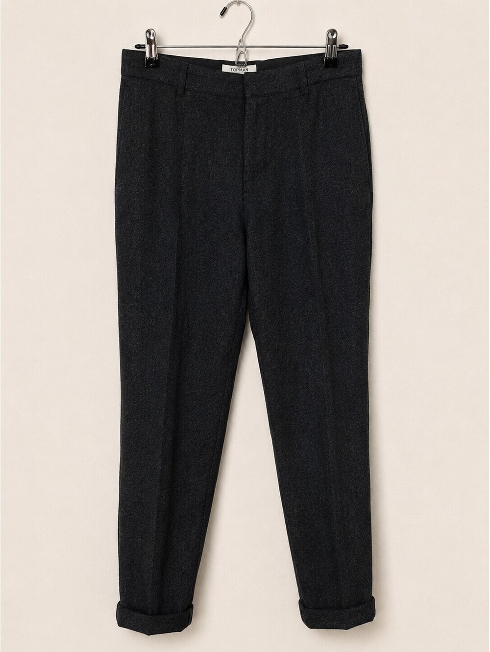 Topman 100% Wool Tapered Dress Pants Black 28S UK 28 Slim Tailored